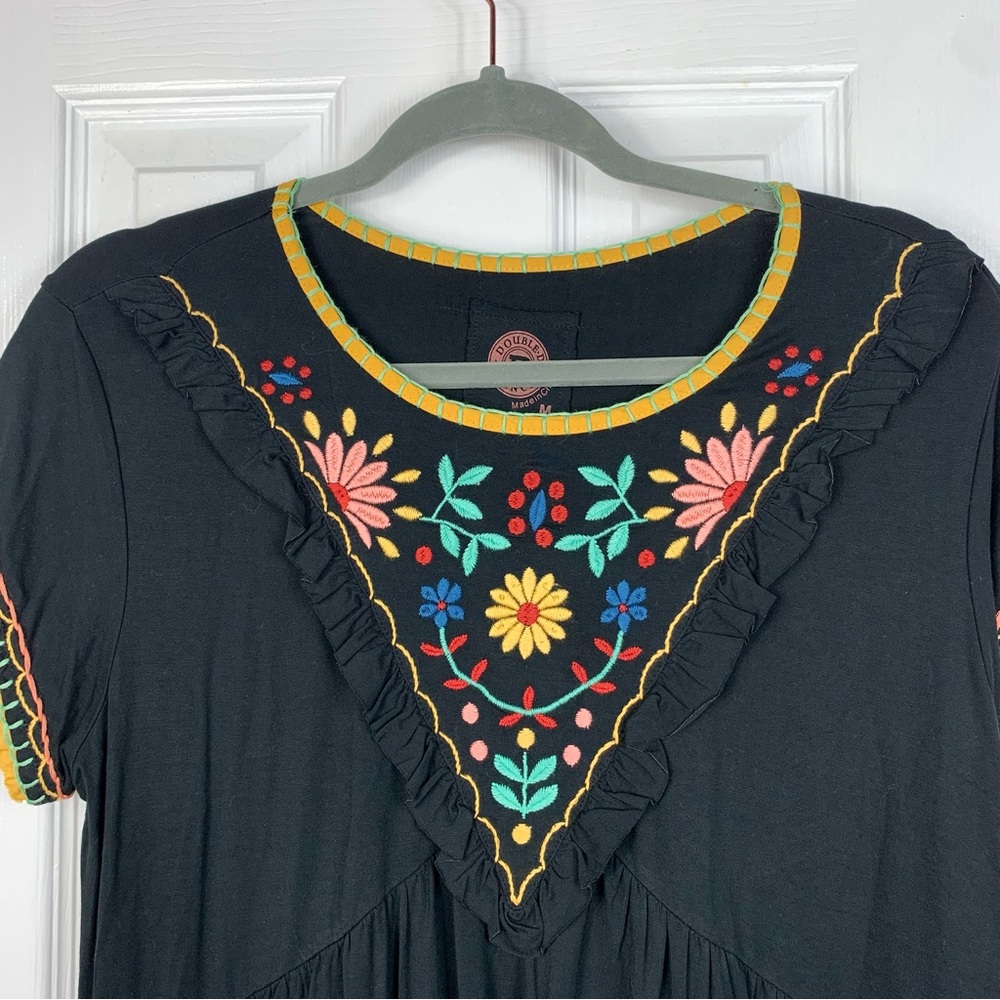 Double D Ranch Women Size Medium Floral Embroidered Tunic Western - Picture 4 of 5